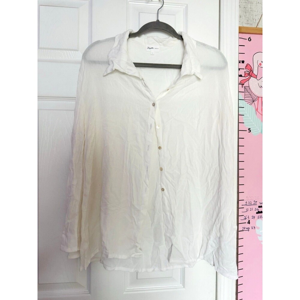 Shaycation And Revolve Women’s Rayon White Shirt Button Up Small Long Sleeves